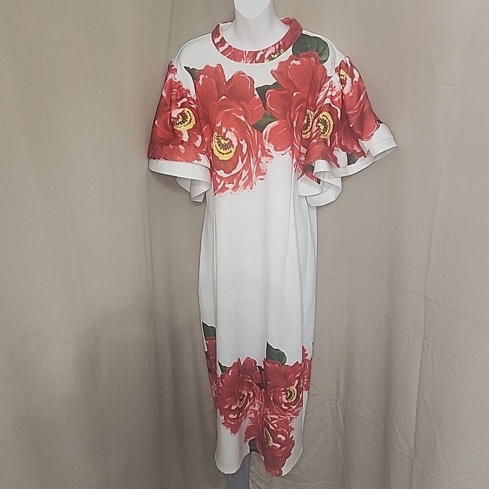 Dress EIEN All is Fair in Love and Fashion Double Sleeve Floral Print A-Line 2XL